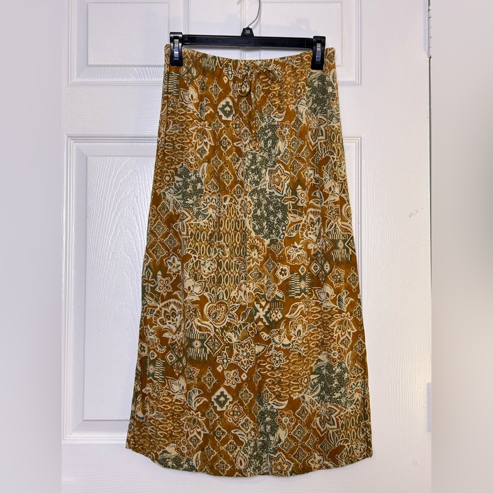 A-Line Skirt – Vintage Floral Green & Brown, Size Small